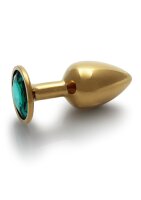 Shots Ouch! Runder Edelstein Anal Plug Gold Smaragdgrün klein 2,7 cm
