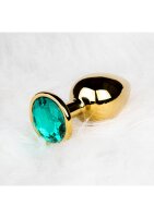 Shots Ouch! Round gemstone butt plug gold emerald green medium 3.4 cm