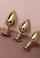 Shots Ouch! Round gemstone butt plug gold emerald green medium 3.4 cm