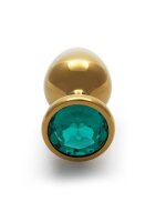 Shots Ouch! Round gemstone butt plug gold emerald green medium 3.4 cm