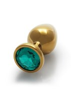 Shots Ouch! Round gemstone butt plug gold emerald green medium 3.4 cm