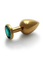 Shots Ouch! Round gemstone butt plug gold emerald green medium 3.4 cm