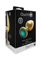 Shots Ouch! Round gemstone anal plug gold emerald green...