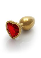 Shots Ouch! Heart gemstone anal plug gold ruby red small...