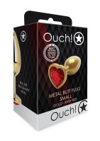 Shots Ouch! Heart gemstone anal plug gold ruby red small...