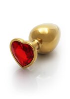 Shots Ouch! Heart gemstone anal plug gold ruby red medium...