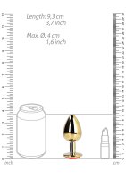 Shots Ouch! Heart gemstone anal plug gold ruby red large 4 cm
