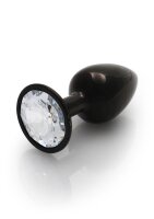 Shots Ouch! Round gemstone anal plug black silver small...