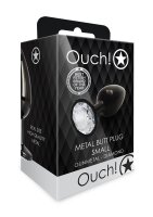 Shots Ouch! Round gemstone anal plug black silver small...
