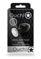 Shots Ouch! Runder Edelstein Anal Plug Schwarz Silber klein 2,7 cm