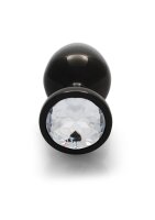 Shots Ouch! Round gemstone butt plug black silver medium 3.4 cm