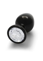 Shots Ouch! Round gemstone butt plug black silver medium 3.4 cm