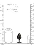 Shots Ouch! Round gemstone butt plug black silver medium 3.4 cm