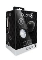 Shots Ouch! Runder Edelstein Anal Plug Schwarz Silber groß 4 cm