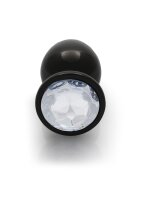 Shots Ouch! Runder Edelstein Anal Plug Schwarz Silber groß 4 cm