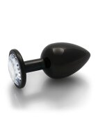 Shots Ouch! Runder Edelstein Anal Plug Schwarz Silber groß 4 cm