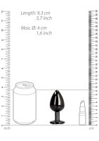 Shots Ouch! Runder Edelstein Anal Plug Schwarz Silber groß 4 cm