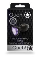 Shots Ouch! Herz Edelstein Anal Plug Schwarz Lila klein 2,7 cm