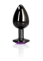 Shots Ouch! Herz Edelstein Anal Plug Schwarz Lila mittel 3,4 cm