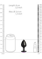 Shots Ouch! Herz Edelstein Anal Plug Schwarz Lila mittel 3,4 cm