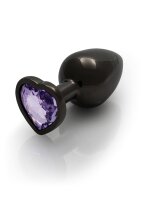 Shots Ouch! Heart Gemstone Anal Plug Black Purple large 4 cm