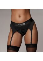 Vibrating Strap-on Thong with Adjustable Garters - M/L