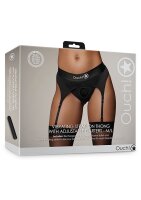 Vibrating Strap-on Thong with Adjustable Garters - M/L