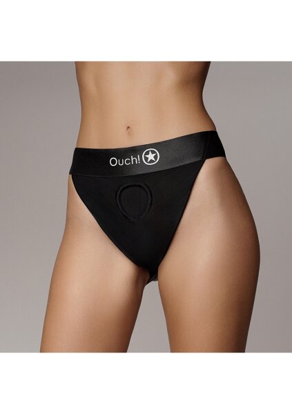 Shots Ouch! Vibrating open strap-on with buckles at the back XS/S