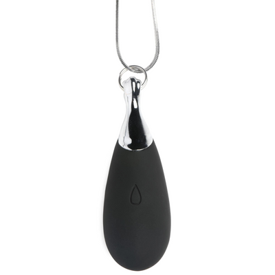XR Brands Vibrating Silicone Teardrop Necklace Black