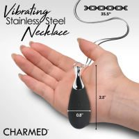 XR Brands Vibrating Silicone Teardrop Necklace Black