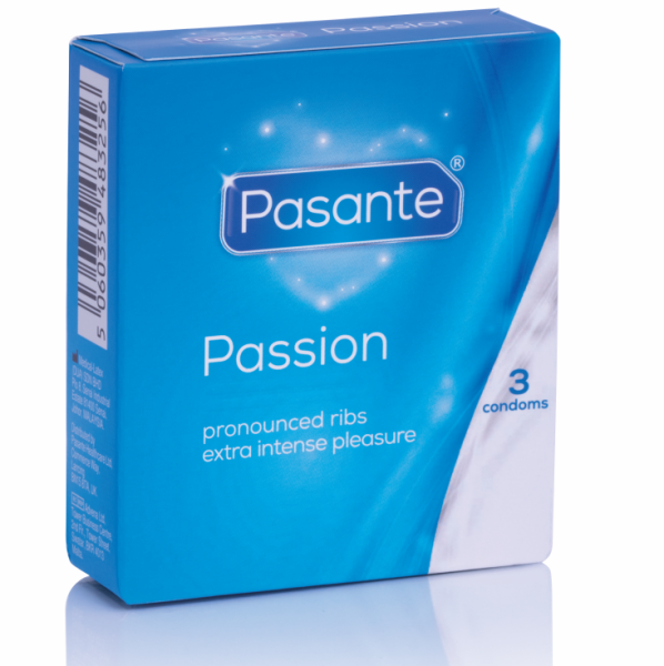 Pasante Condoms Ribbed/ Passion 3 Pack