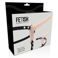 Fetish Submissive Silicone Strap-On Vibrator Flesh 15 cm