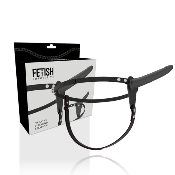 Fetish Submissive Silicone Strap-On Vibrator Black 15 cm