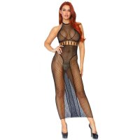 Leg Avenue Halter Dual Net Backless Dress One Size