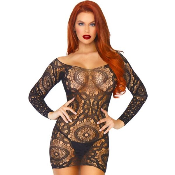Leg Avenue Lace Long Sleeved Mini Dress One Size