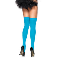 Leg Avenue Nylon Thigh Highs Neon Blue - OS