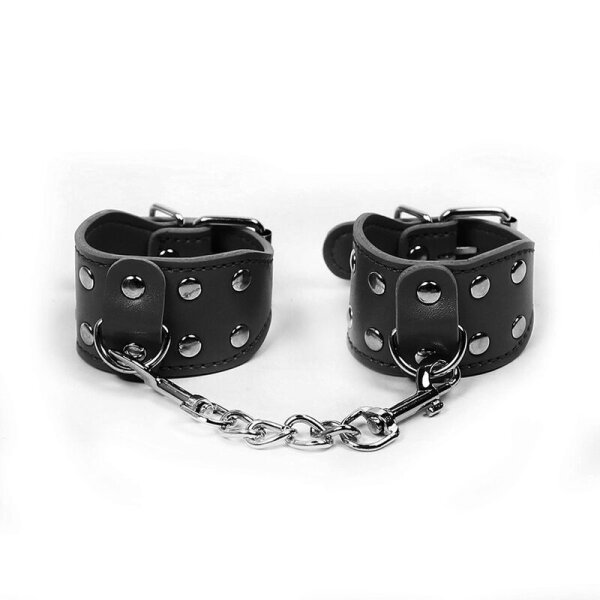 OHMAMA fetish handcuffs black with metal chain