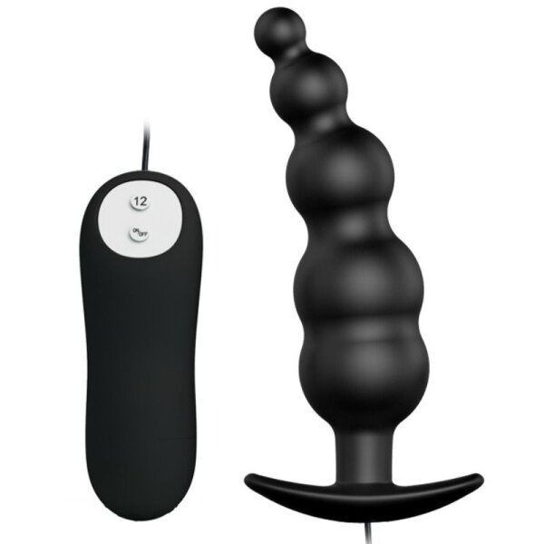 Pretty Love Ribbed Silikon Anal Plug mit 12 Vibration schwarz