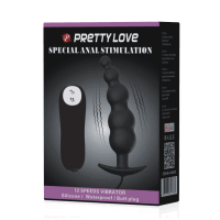 Pretty Love Ribbed Silikon Anal Plug mit 12 Vibration schwarz
