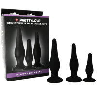 Pretty Love Silikon Anal Plug Set für Anfänger schwarz