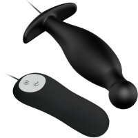 Pretty Love Silikon Anal Plag extra Stimulation und 12 Vibration schwarz