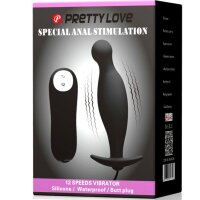 Pretty Love Silikon Anal Plag extra Stimulation und 12 Vibration schwarz