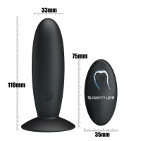 Pretty Love Silikon Anal Plug mit Vibration und Fernbedienung schwarz