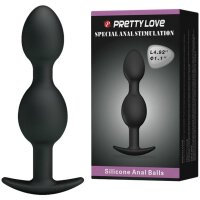 Pretty Love Silikon Anal Plug mit Kugeln schwarz 2,8 cm