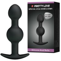 Pretty Love Silikon Anal Plug mit Kugeln schwarz 2,6 cm
