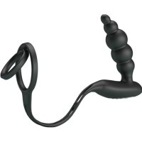 Pretty Love Anal Plug mit Vibration und Penis / Hoden Ring schwarz