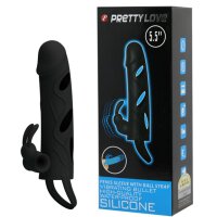 Pretty Love penis sheath with clitoral stimulation black 14 cm