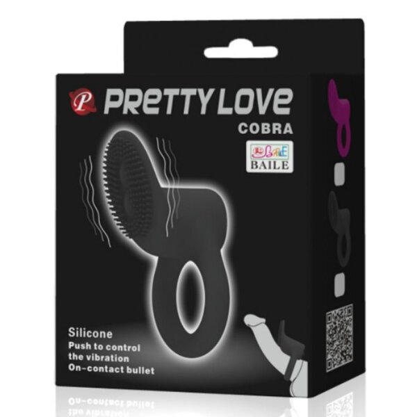 Pretty Love Cobra cock ring with clitoral stimulation black