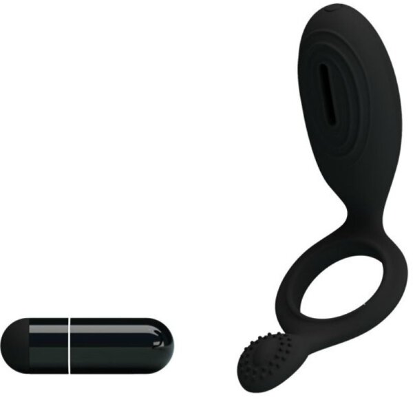 Pretty Love Ethel cock ring with clitoral stimulation black