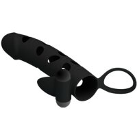 Pretty Love penis sheath with vibration black 15.2 cm